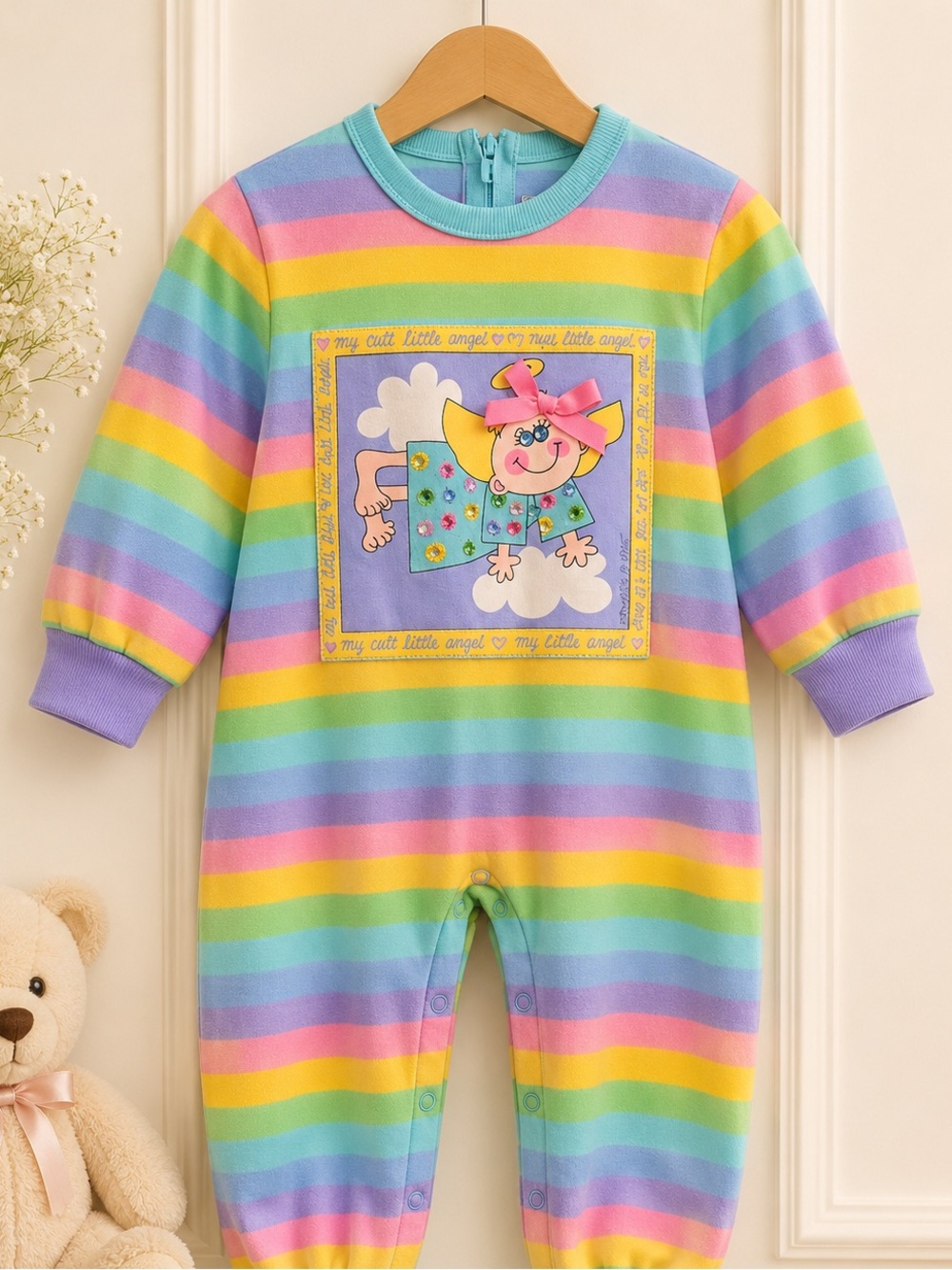 Vintage 1995 Zoodles Angel
Rainbow Romper RARE HTF